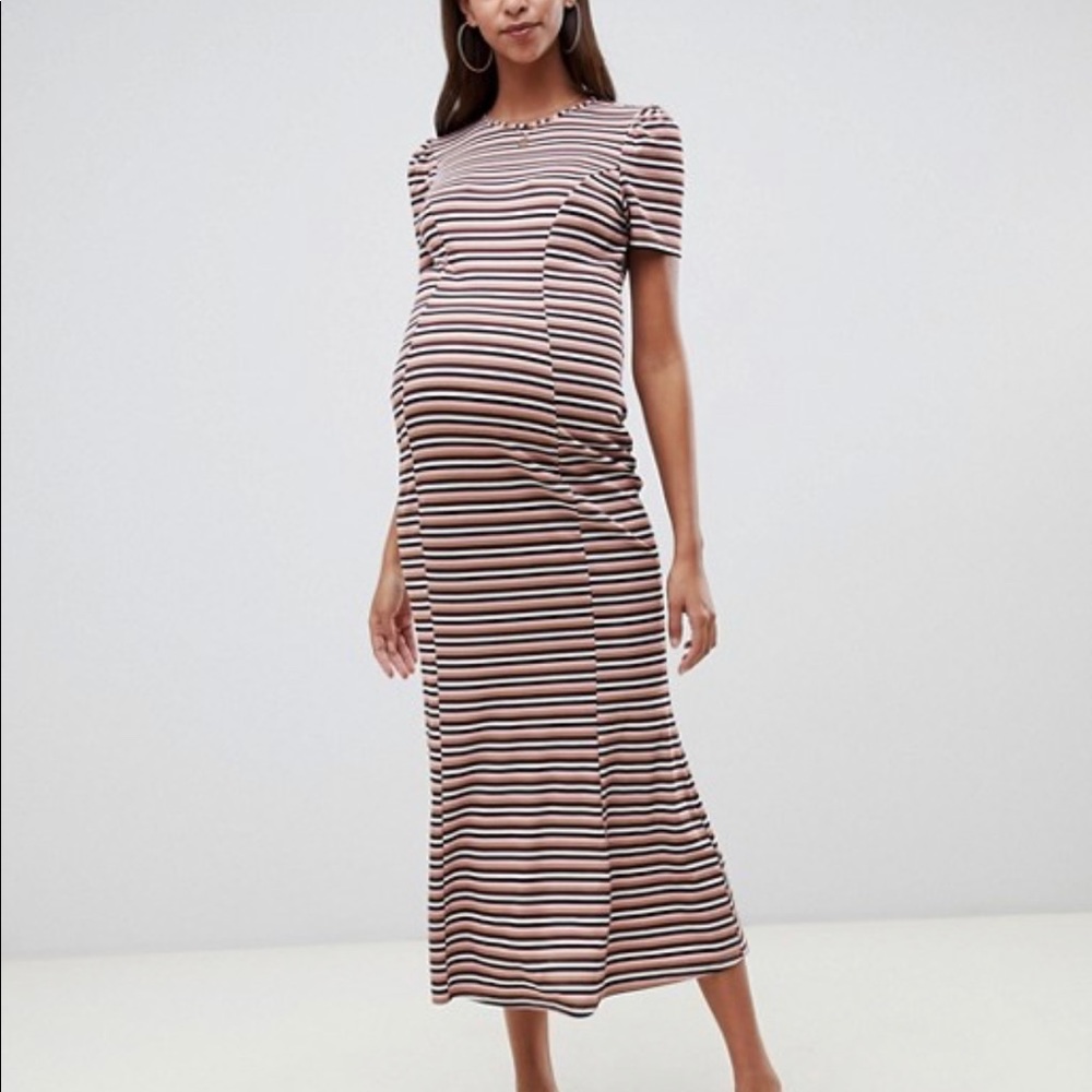 asos striped stretch maternity dress / size 6